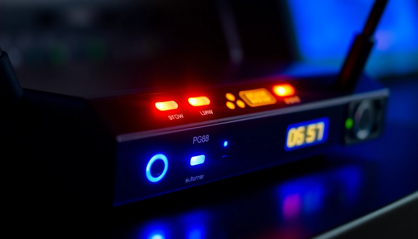 High-quality PG88 wireless microphone receiver with LED signals and professional audio setup for live sound applications.
