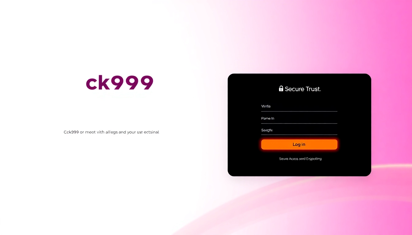 Clear visual of the ck999 login page showing a secure sign-in area with quick access features for users seeking easy login.