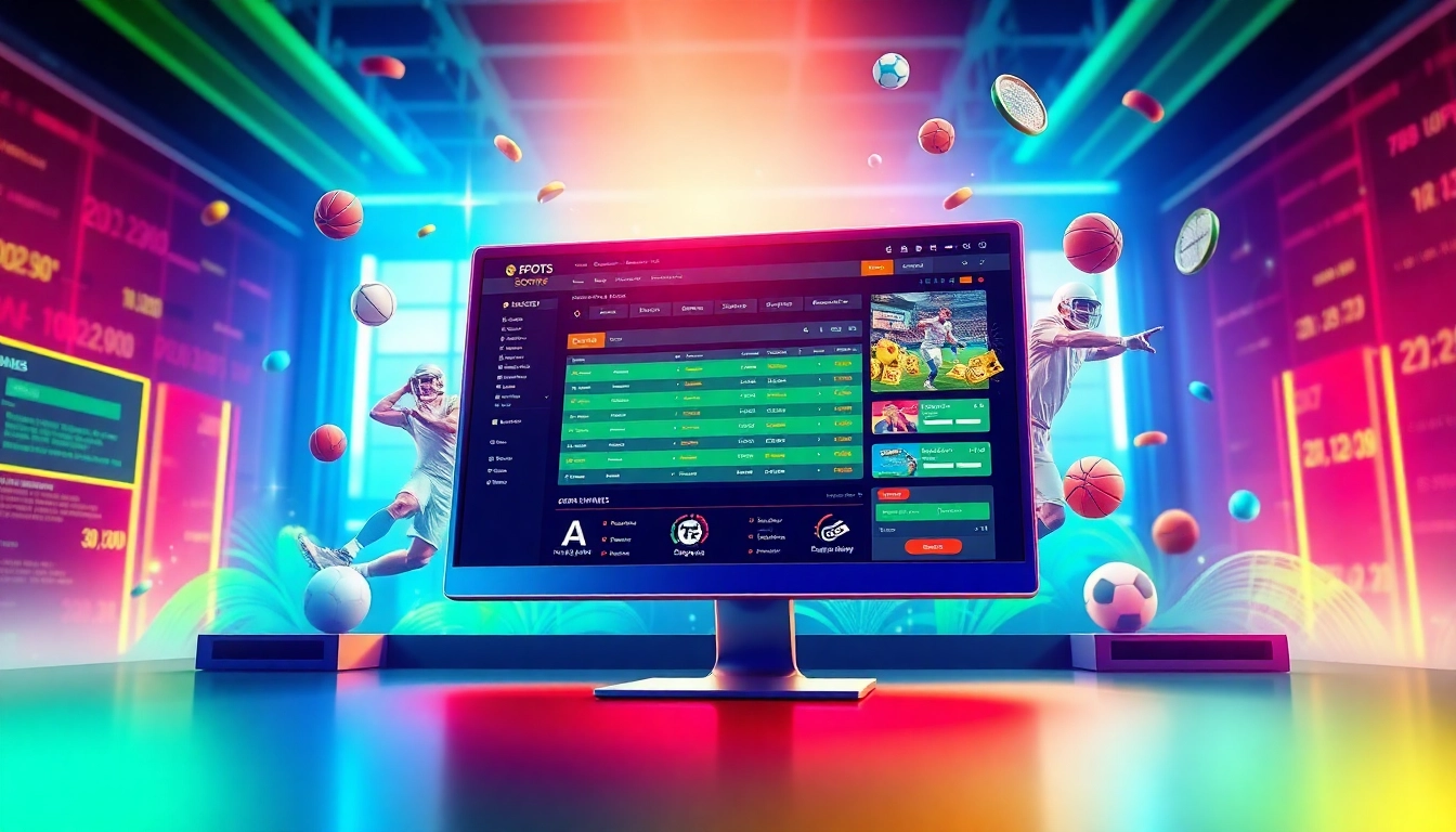 An online sportsbook and casino platform displaying various sports betting options with vibrant graphics and modern design.