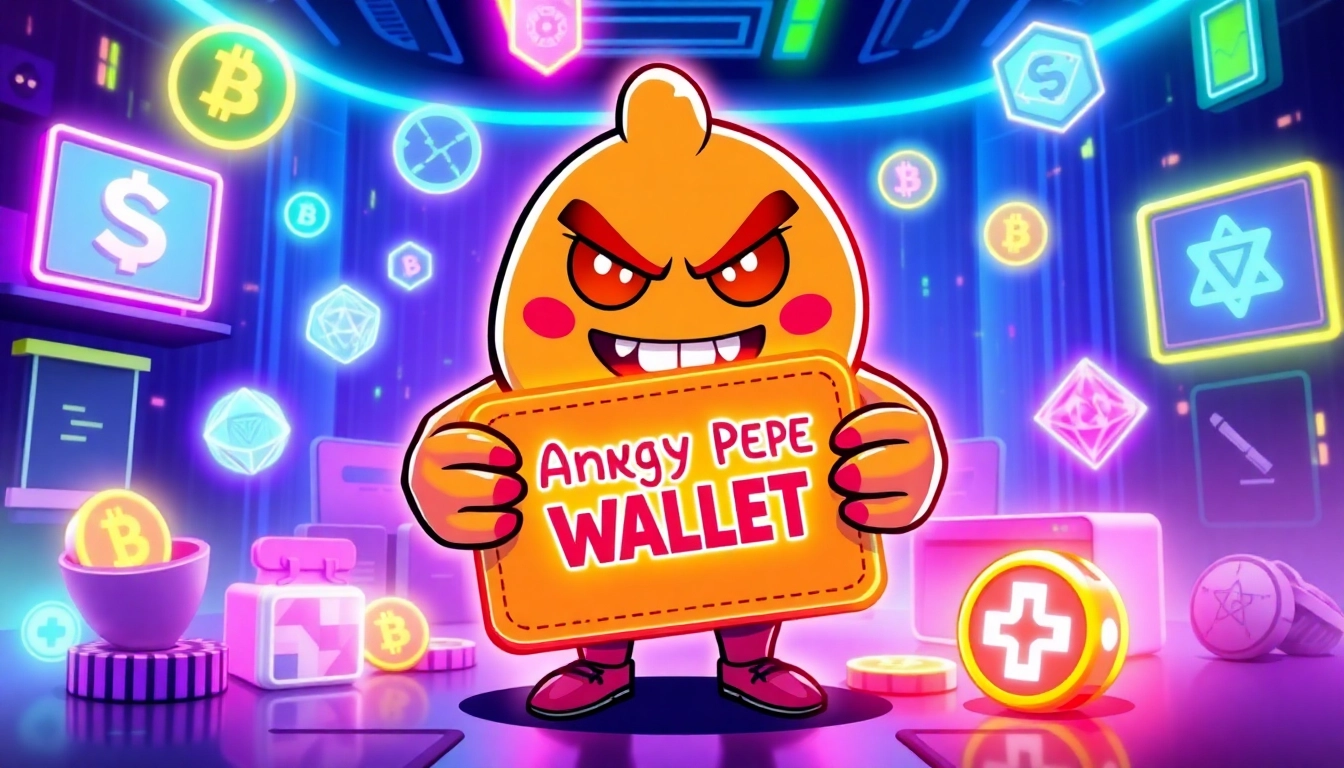 The Angry Pepe Wallet logo emphasizing secure crypto storage and community gaming features in a