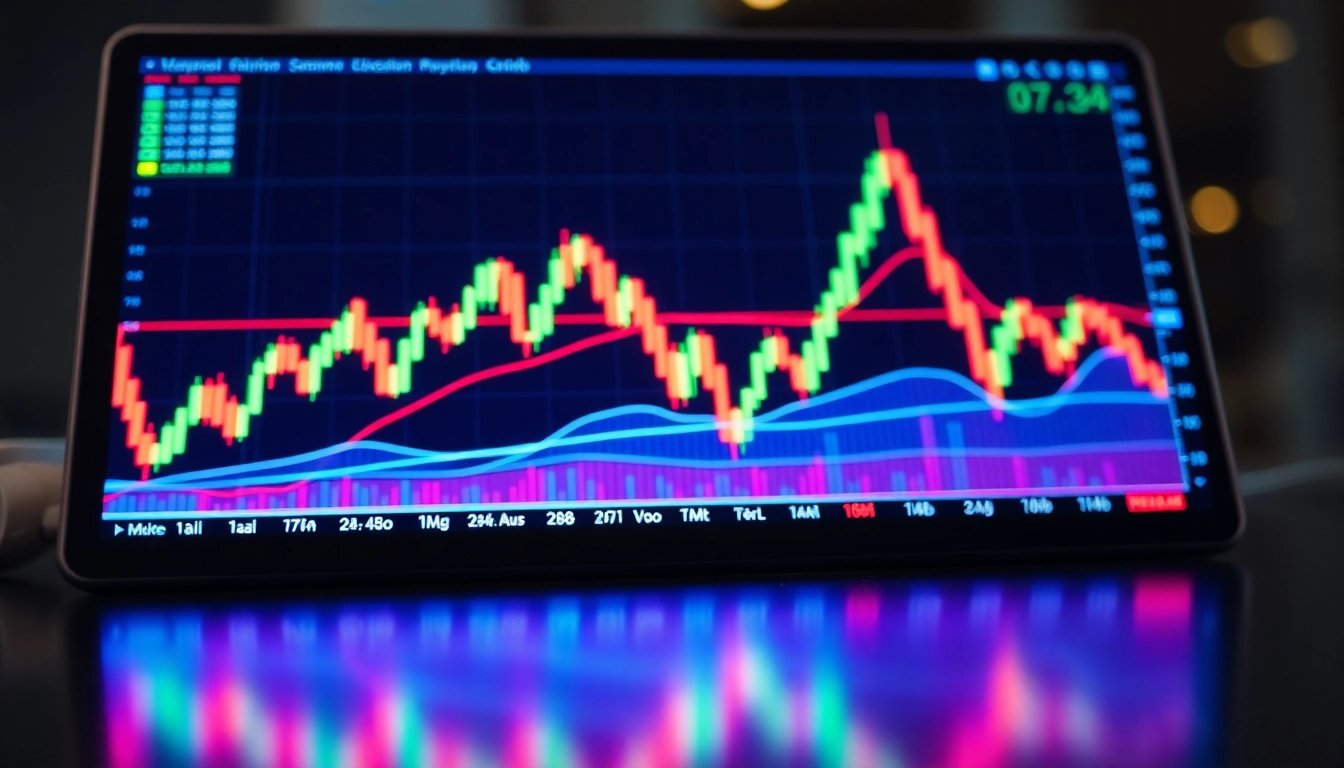 Trading view software interface showing detailed candlestick charts and market analysis for